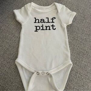 White baby Half Pint beer onesie NEW 0-3 Months